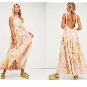 FREE PEOPLE Park Slope Maxi Dress in Light Combo Size Large NWOT